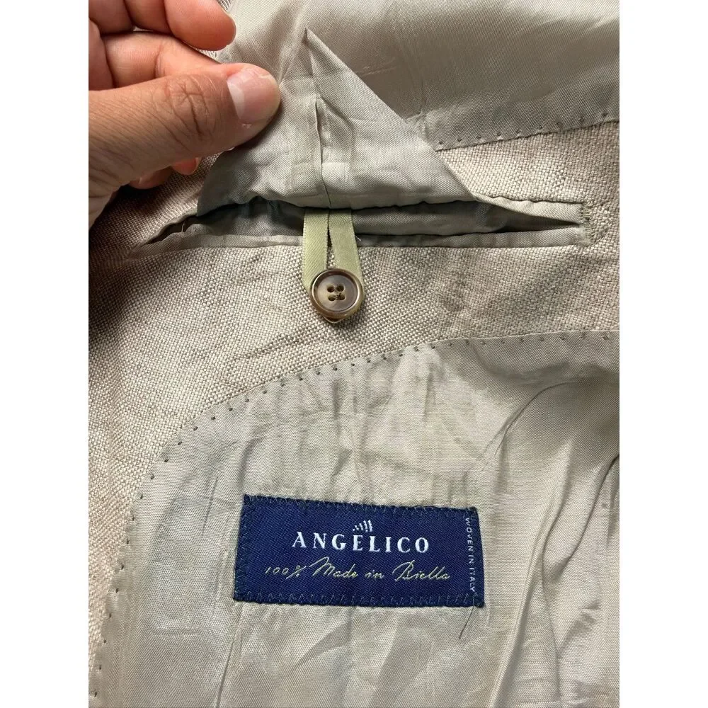 Linen Sport Coat Blazer Elbow Patch Italy Preppy Fancy Jacket Summer Italian